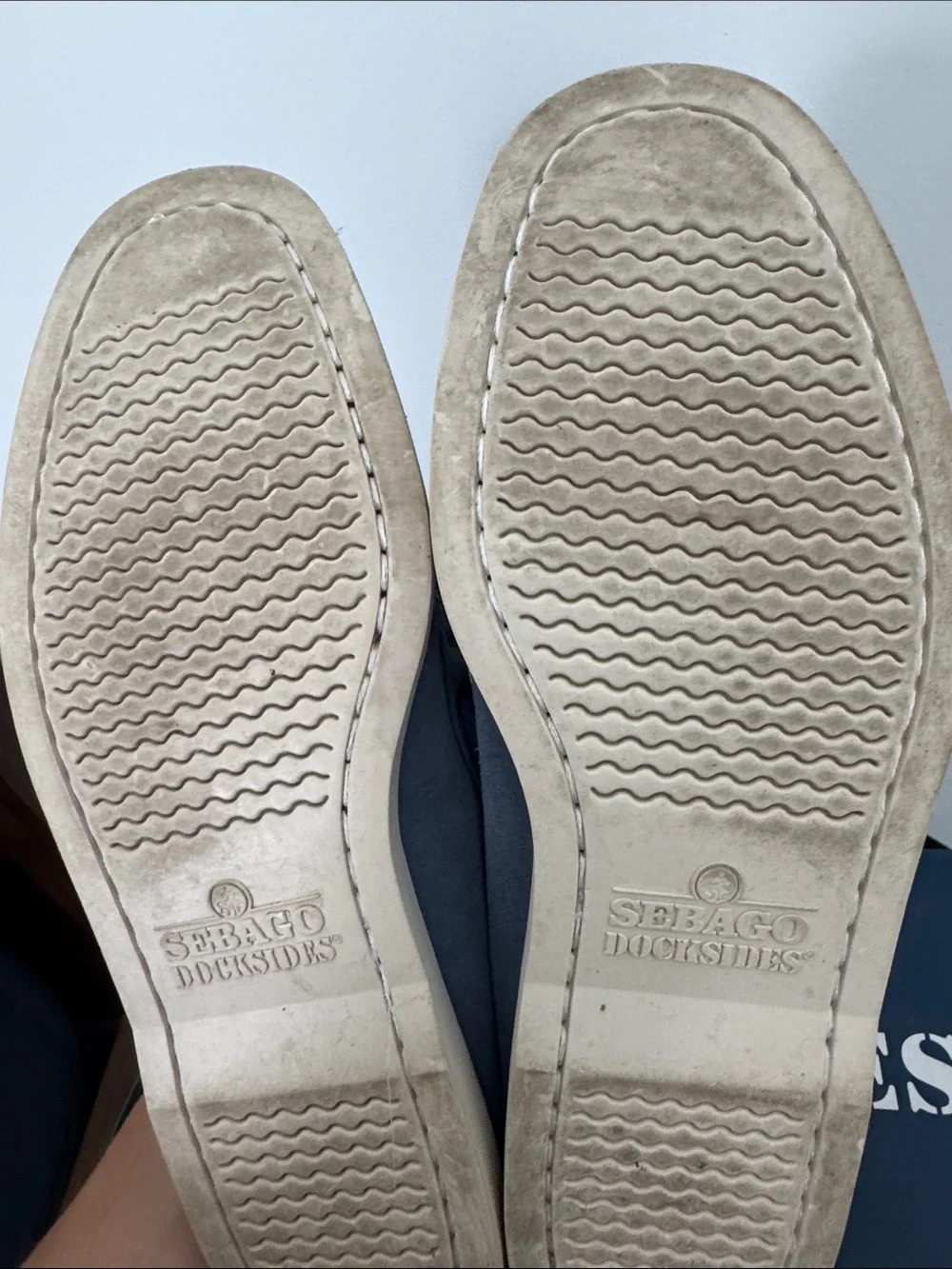 Docksides Sebago Light Blue Suede Moccasins with Blue Laces